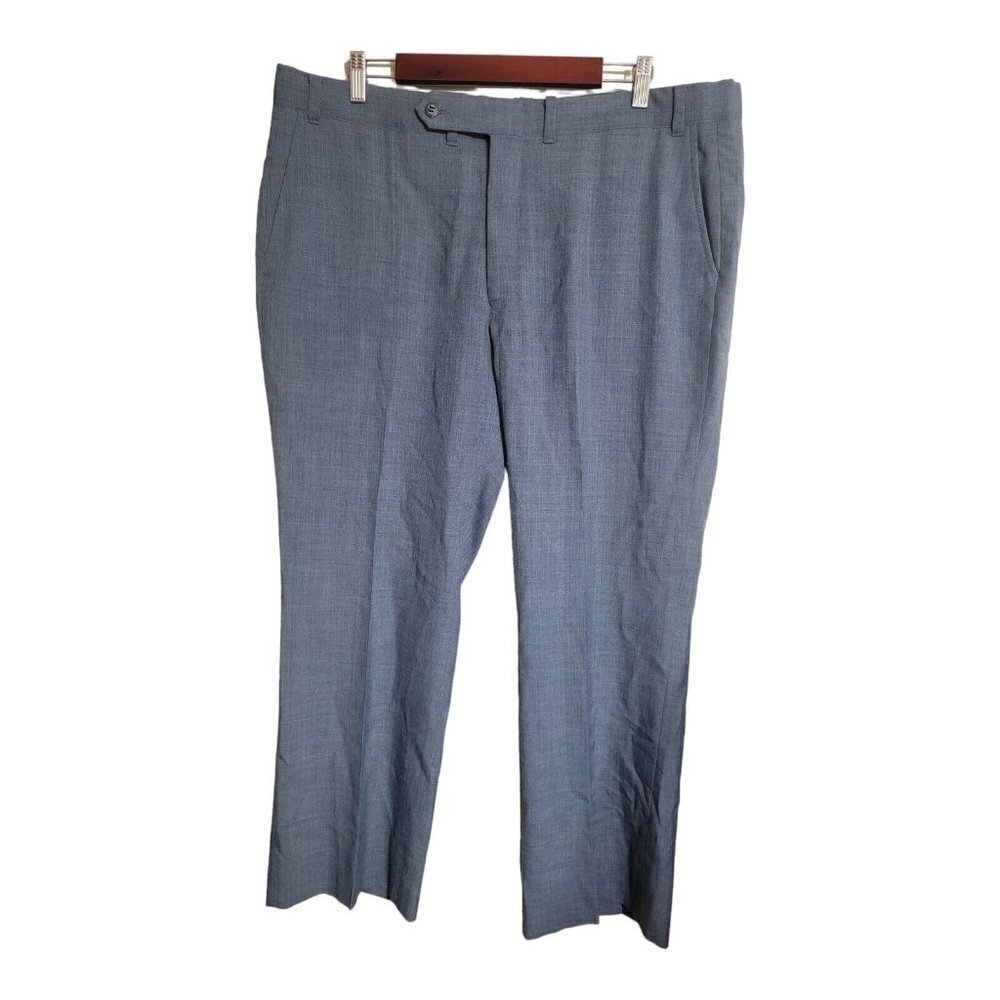 Sansabelt Pants Mens Sz 35 Blue Relaxed Dress Straight Career Golf Vintage